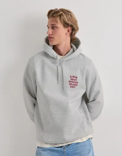 Les Deux Ceramic hoodie i grått med tryck på bröstet