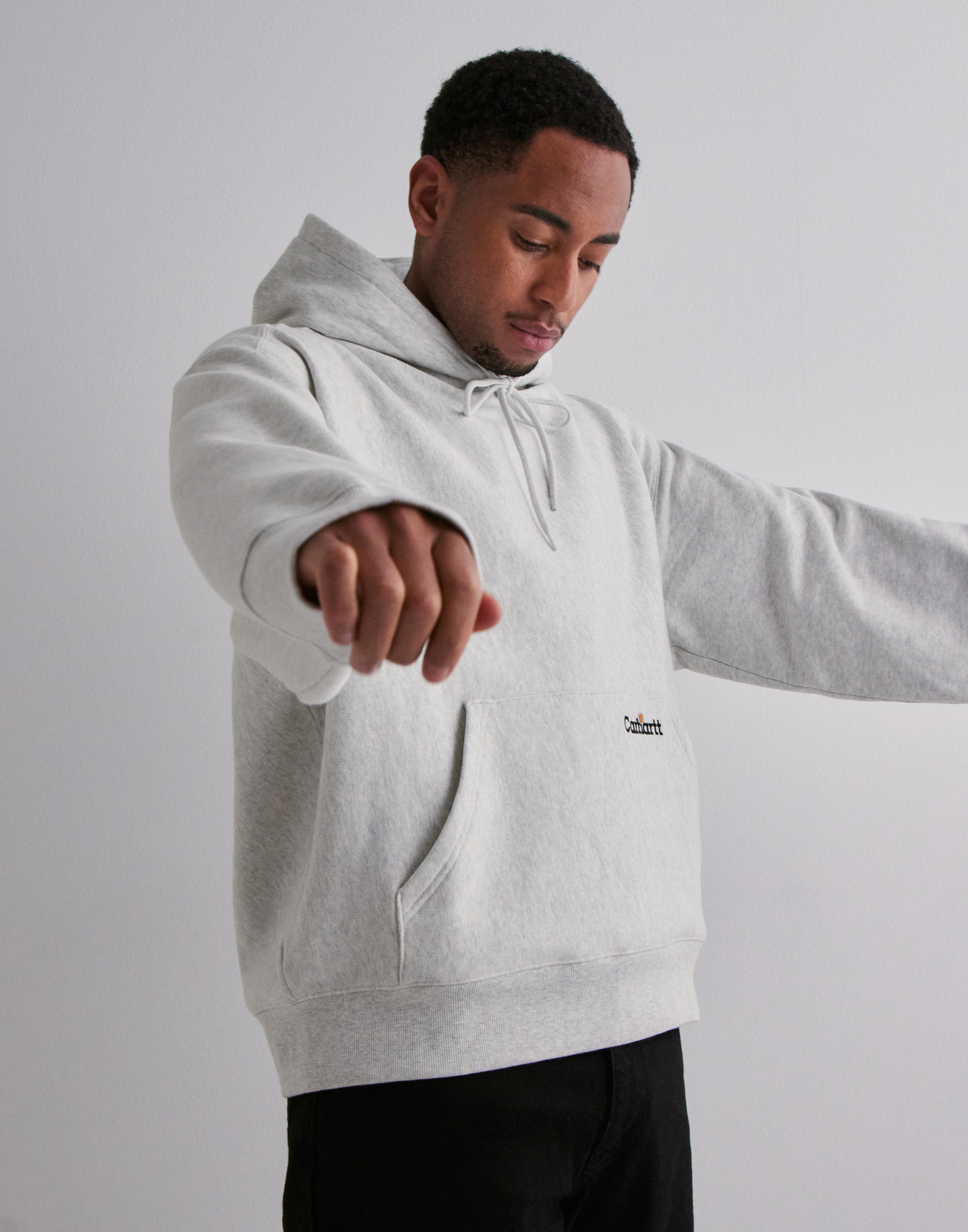 Buy Carhartt WIP Hooded Label Script Sweat - Heather | NLYMAN