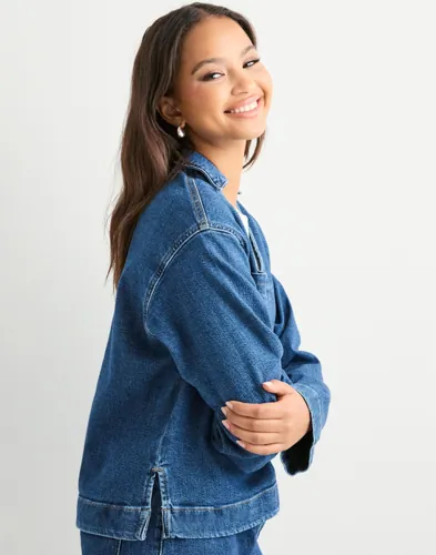 PIECES Pcsilke Ls Denim V-Neck Shirt D2D F skjortor dam – bild 2