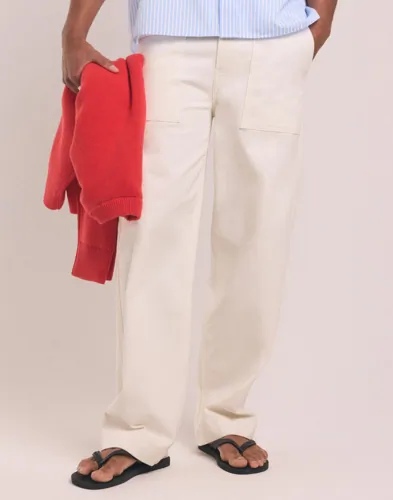Beige wide leg byxa från Selected med vida ben och breda hällor