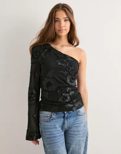 Neo Noir - Sort - Friana Big Flower Mesh Blouse