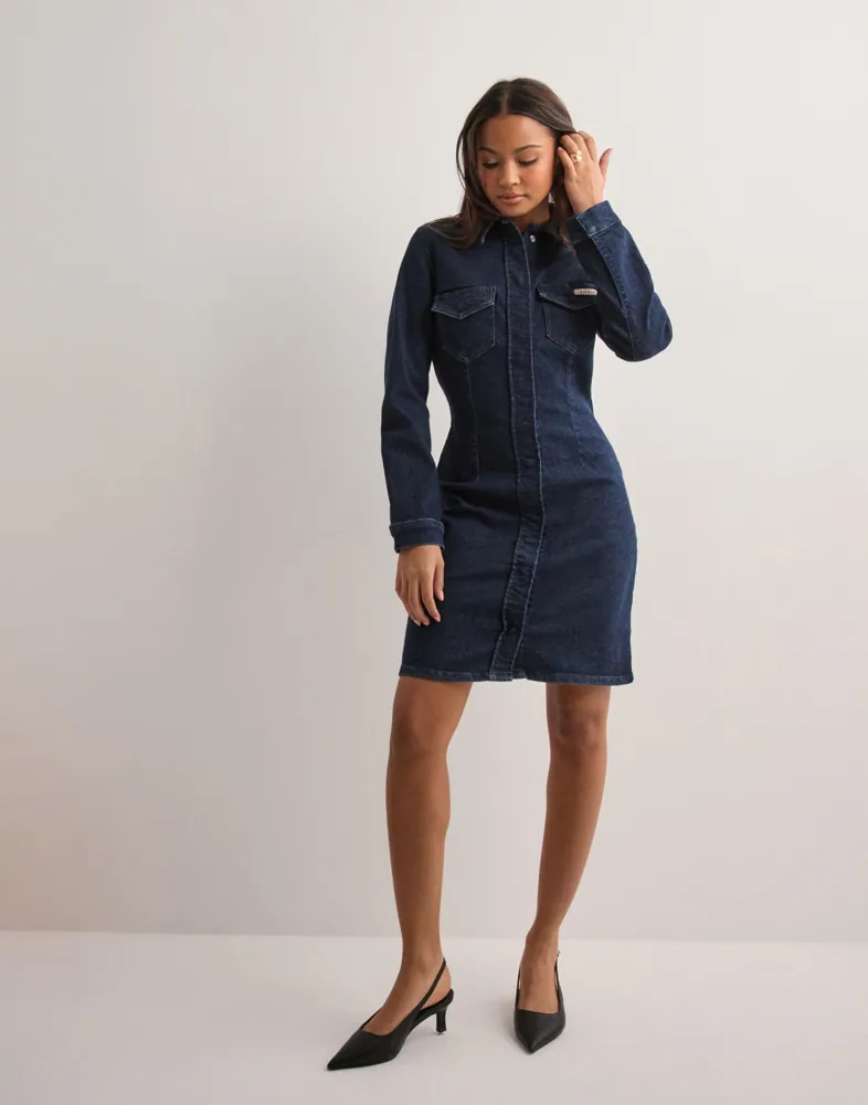 ck denim dress Black Cut Out Maxi Dress M
