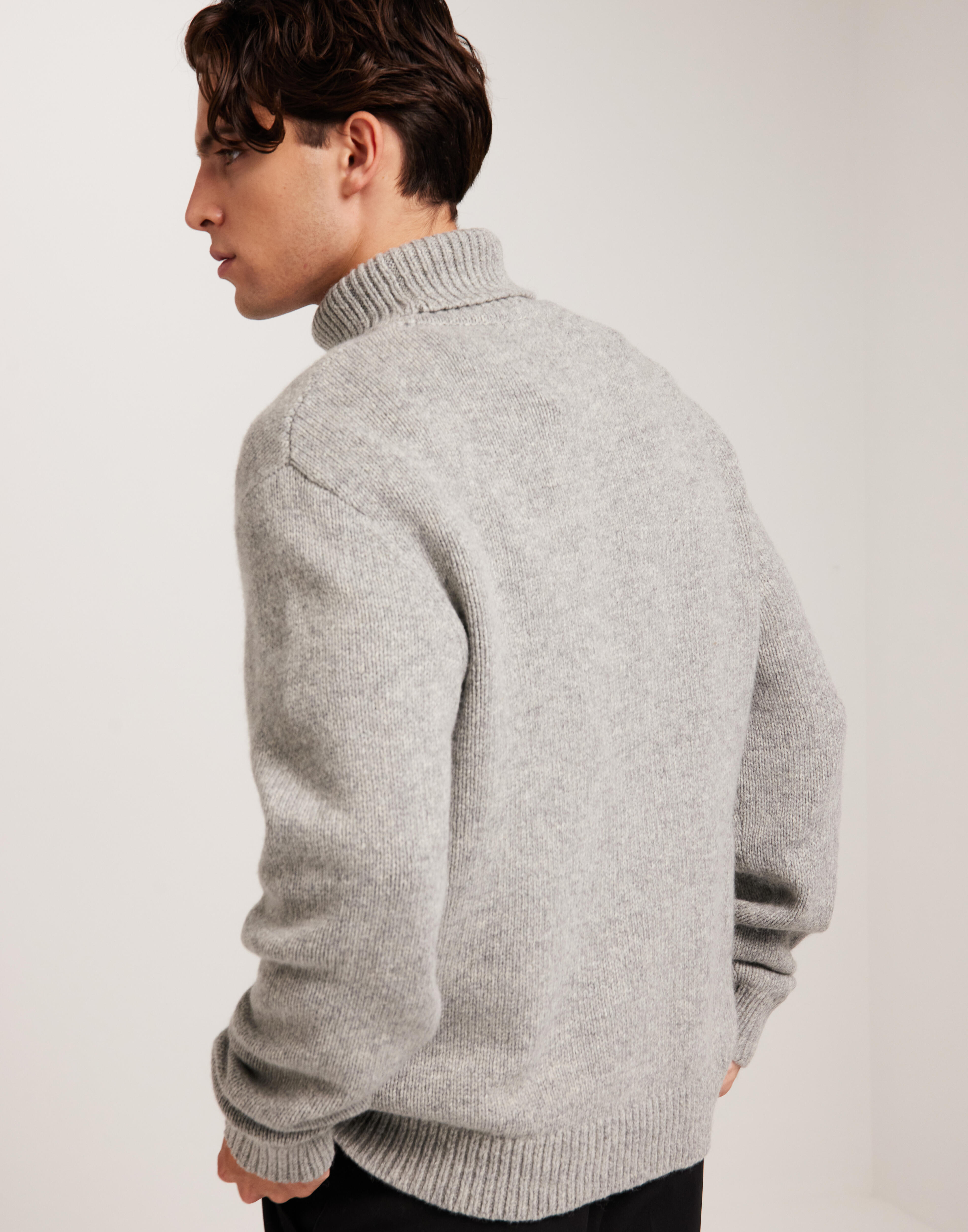 Buy Selected Men SLHCODY LS KNIT RELAXED ROLL NECK - Light Grey
