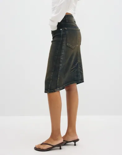 Nelly Coated Mid Denim Skirt jeanskjolar dam – bild 2