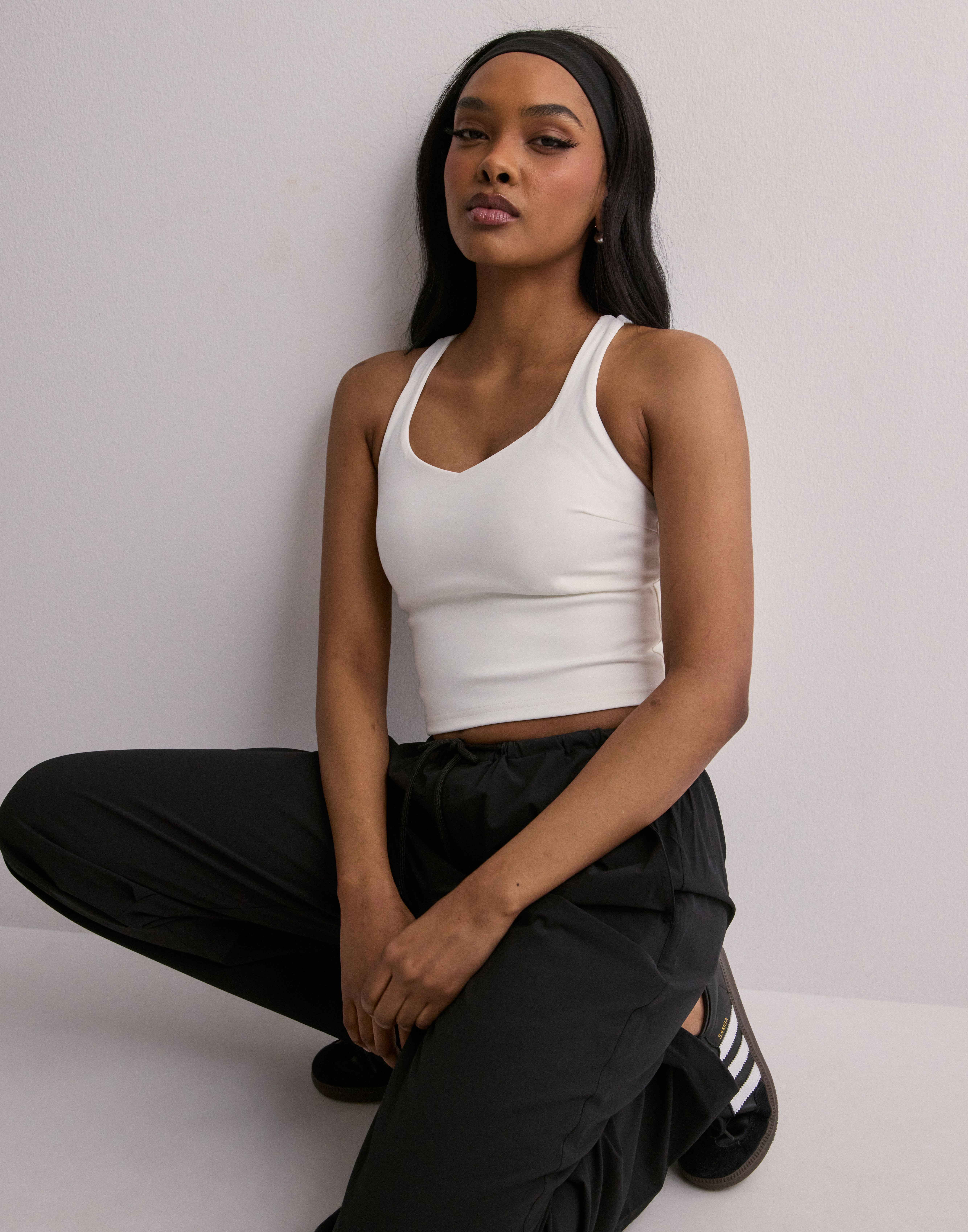 white strappy bralette top