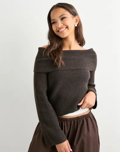 Vero Moda - Brun - Vmaries Ls Offshoulder Pullover Bf