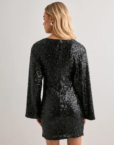 Nelly Glitter Volume Sleeve Dress festklänningar dam – bild 3