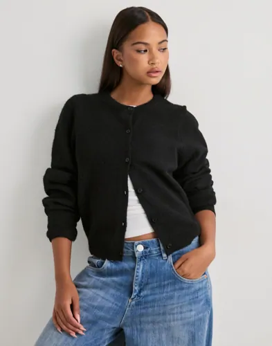 Nelly - Svart - Fuzzy Knit Cardigan