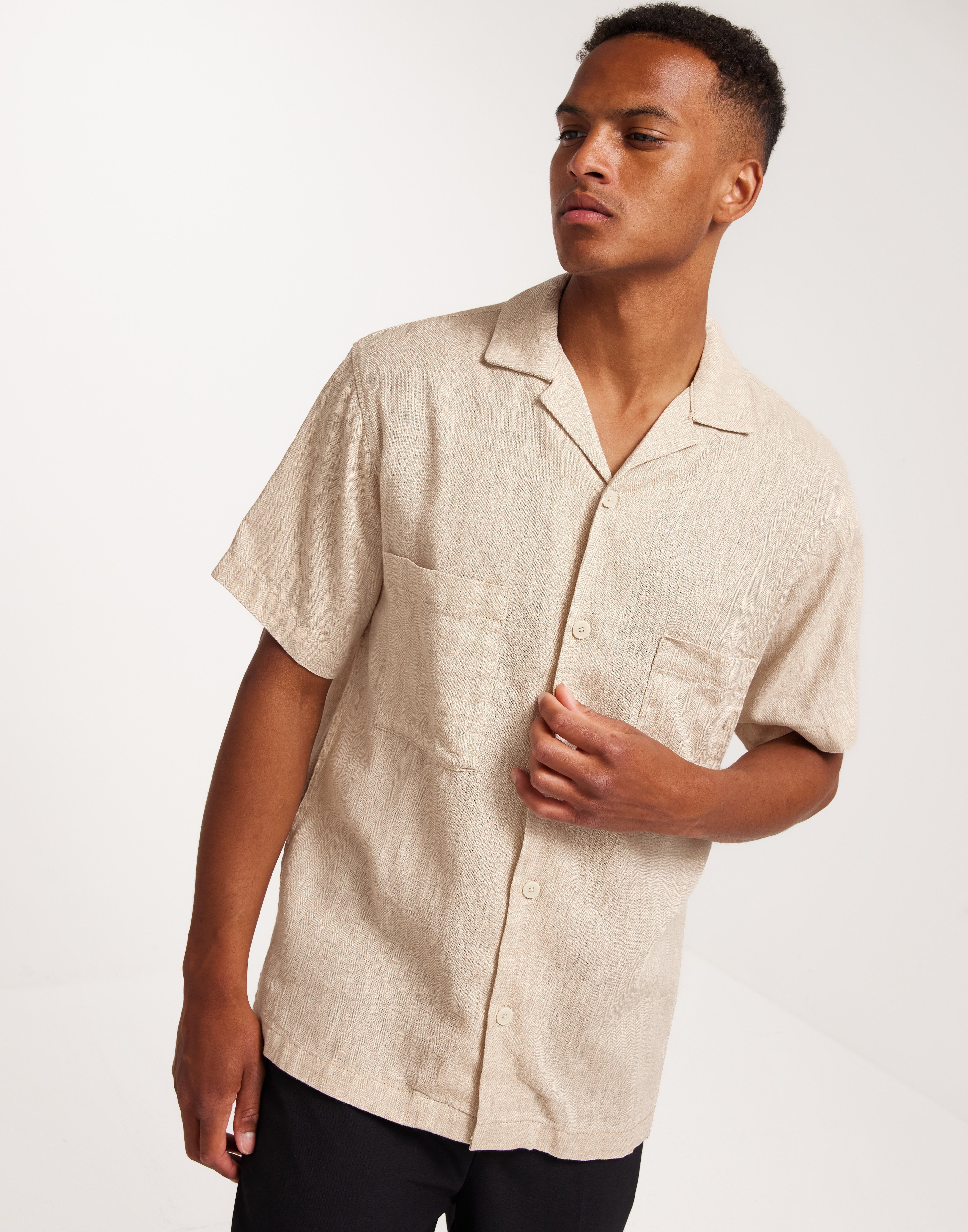 Jack & Jones Jprcccairo Linen Resort Shirt S/S Kortærmede skjorter Beige