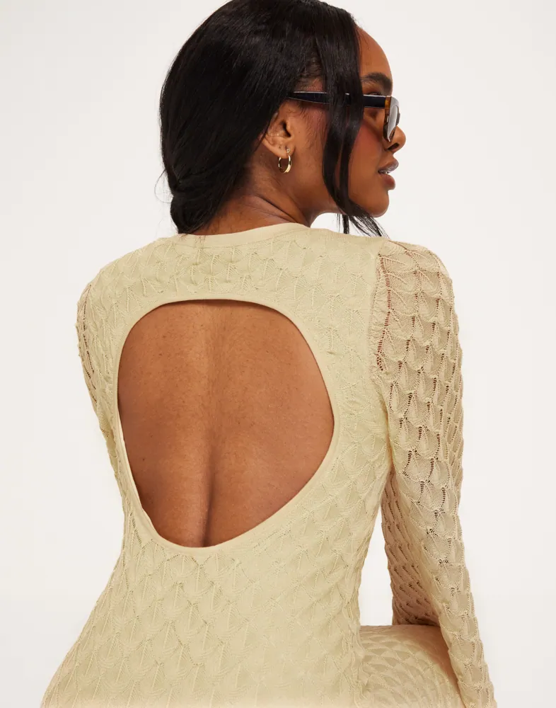 Buy Malina Alaine open back knitted dress - Vanilla | Nelly.com