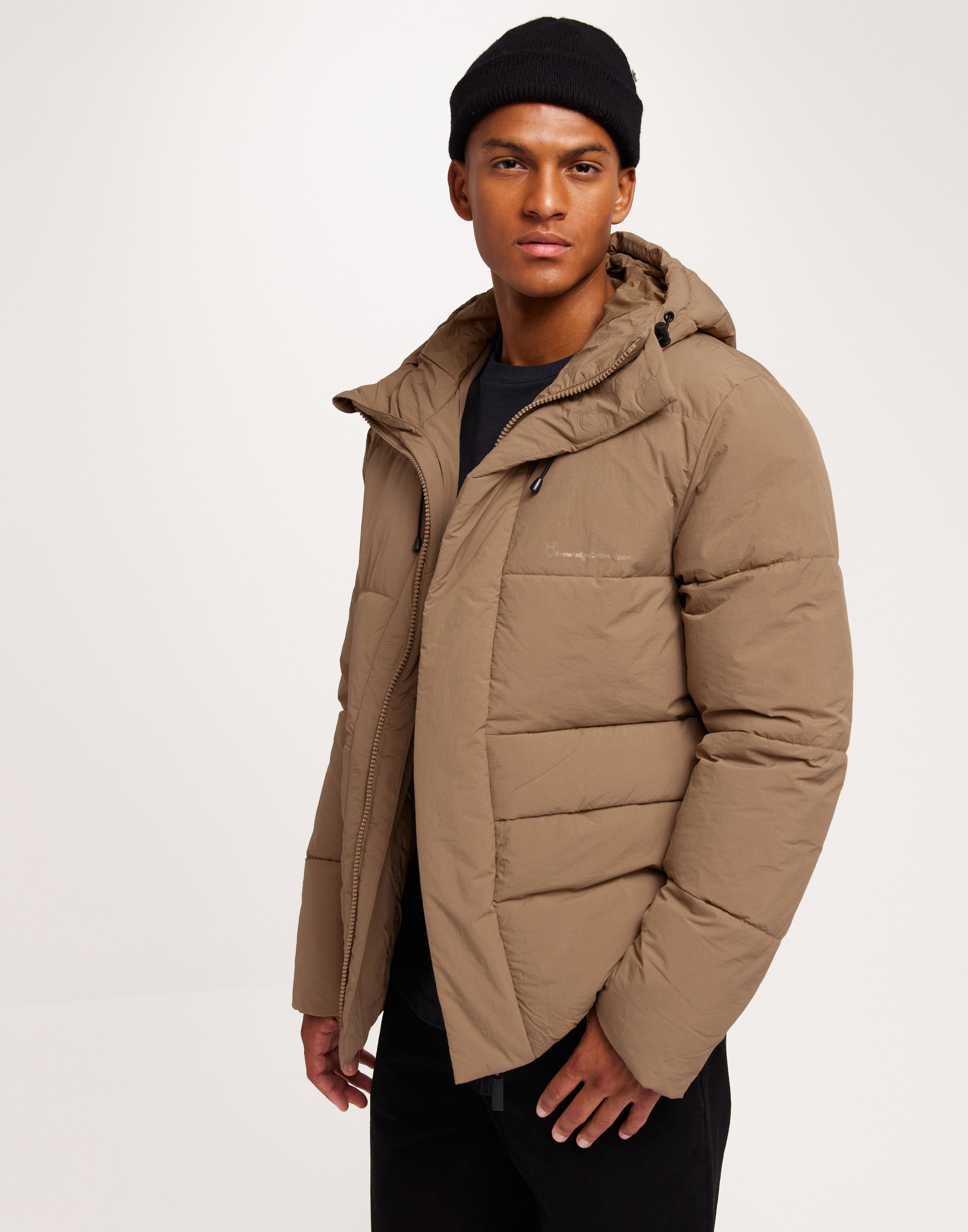 KnowledgeCotton Apparel Puffer jacket - GRS/Vegan Puffer jackets Beige