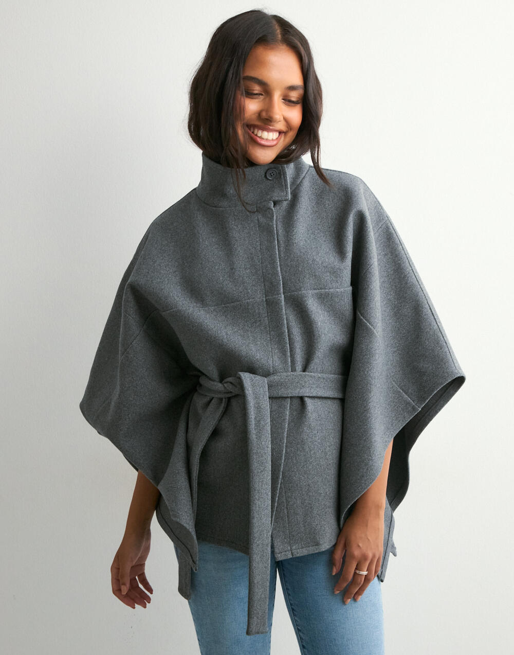 ジャケット・アウター HYKE 21ss C/N GANSEY SWEATER PONCHO Buy Nelly Poncho Jacket - Dark Grey | Nelly.com
