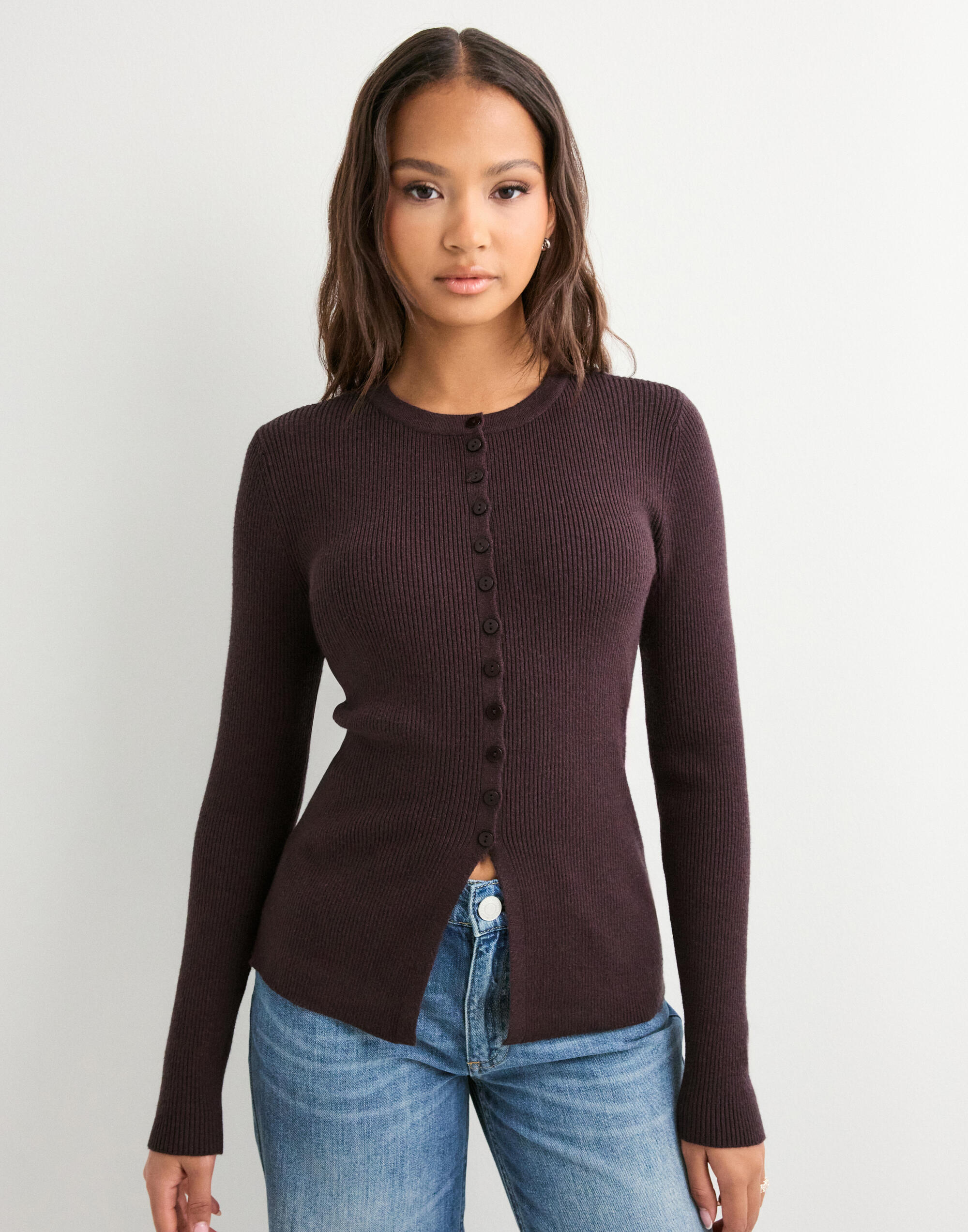 Buy Nelly Volume Knit Cardigan - Brown | Nelly.com