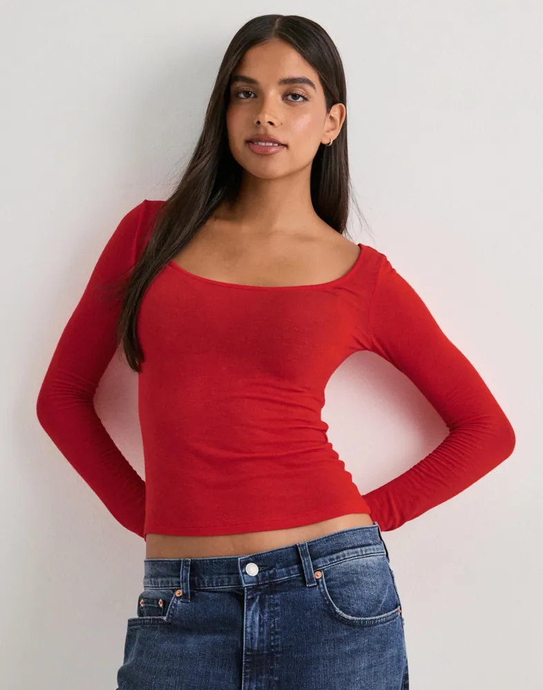 Soft Wool Blend Scoop Top