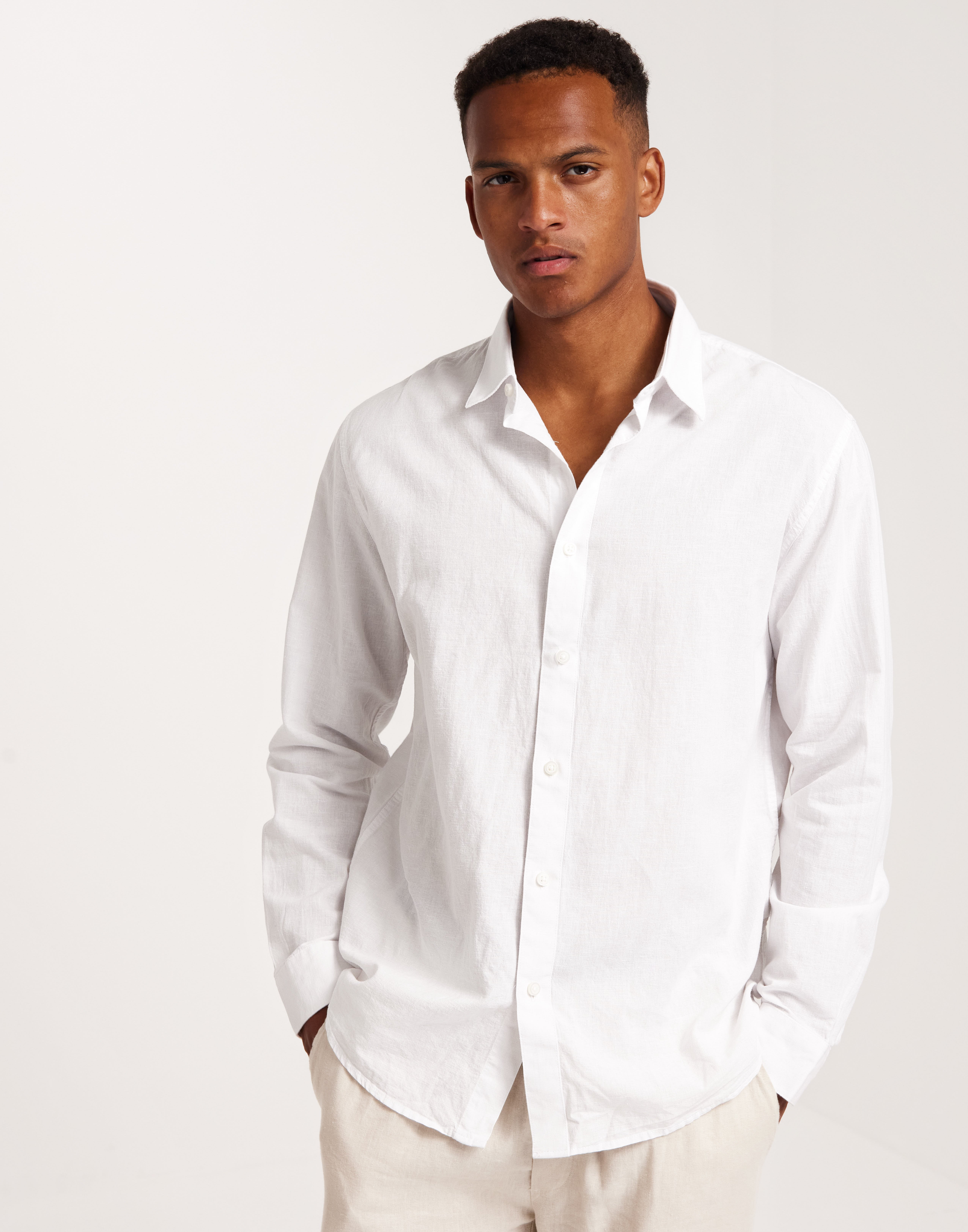 ヴァンガード Linen L/S Oversized Regular Collar Shirt Buy Selected Men