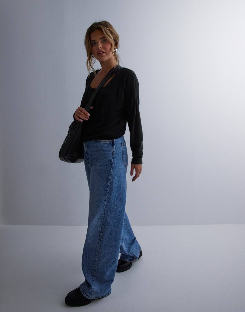 Vmiberia Ls V Neck Long Knit B Black