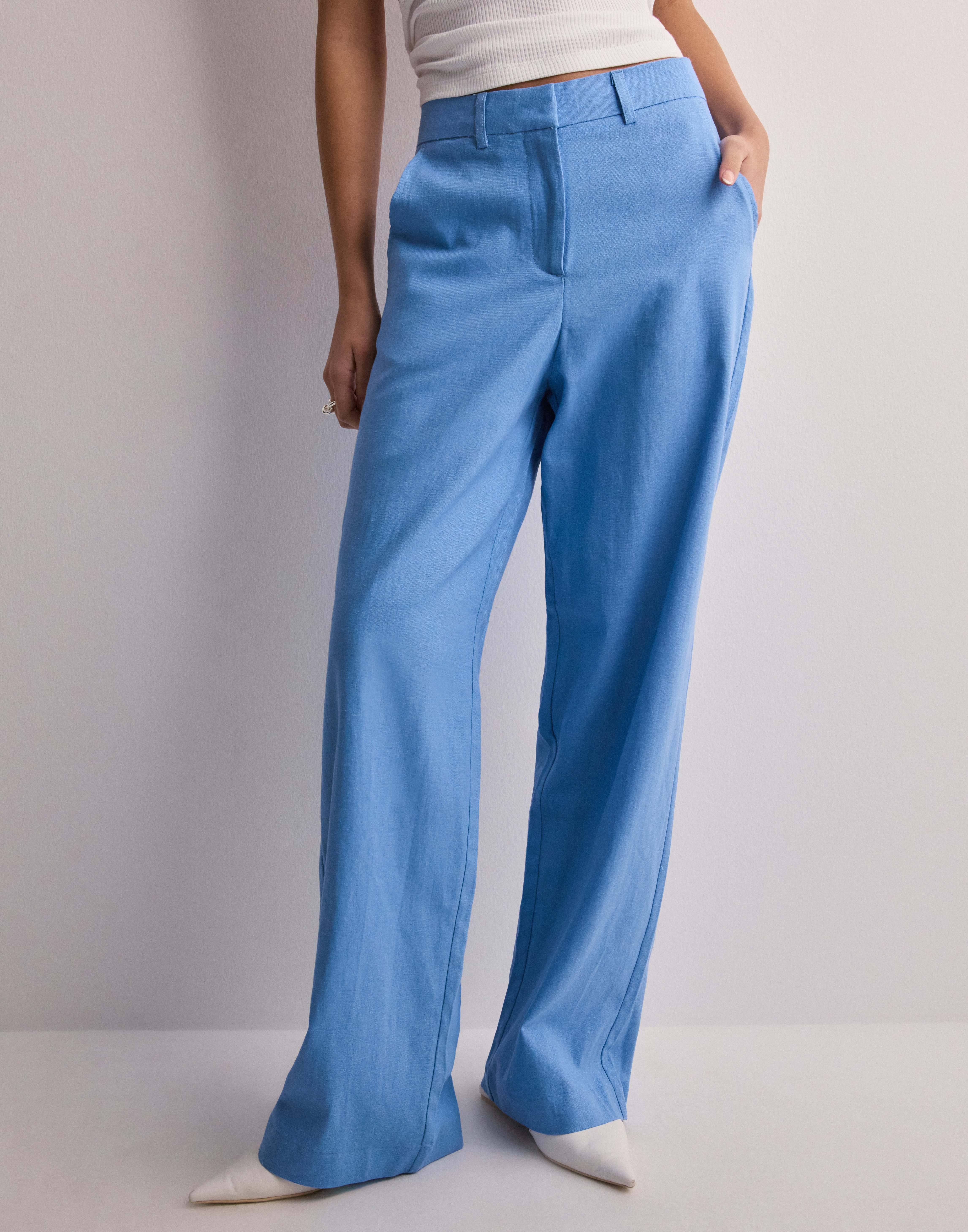 Buy JJXX JXMARY RLX LINEN HW PANT TLR SN - Silver Lake Blue