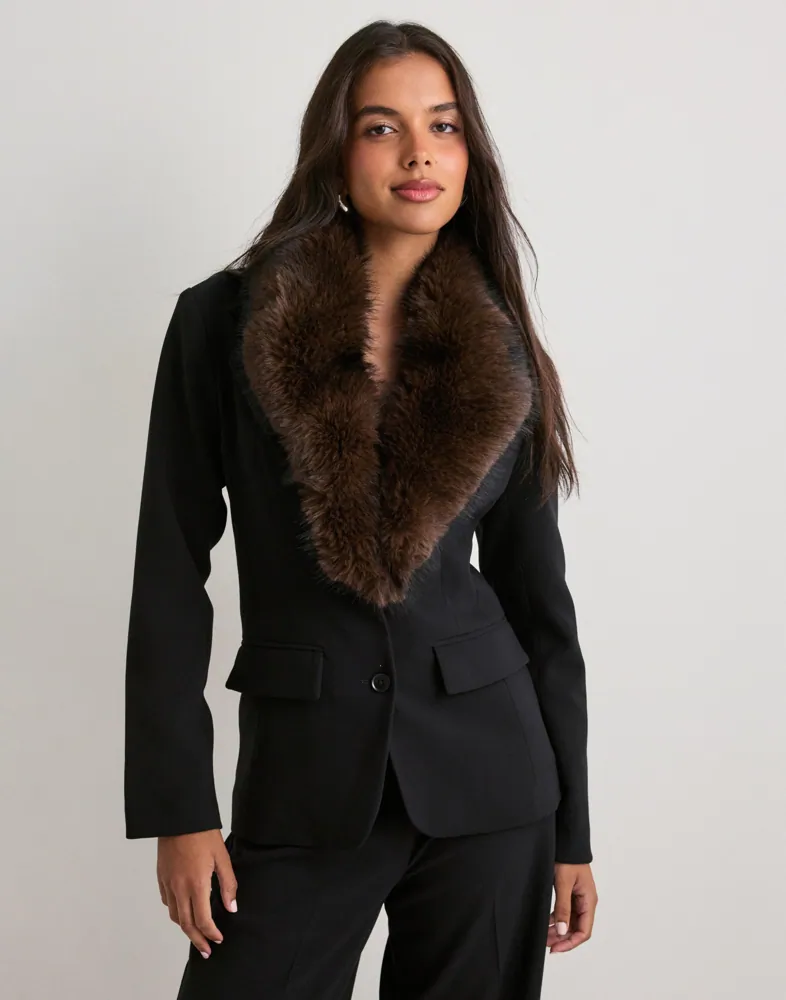Nelly Fur Detailed Blazer dam – bild 2
