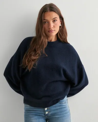 Nelly - Blå - Sleeve Focus Knit Sweater