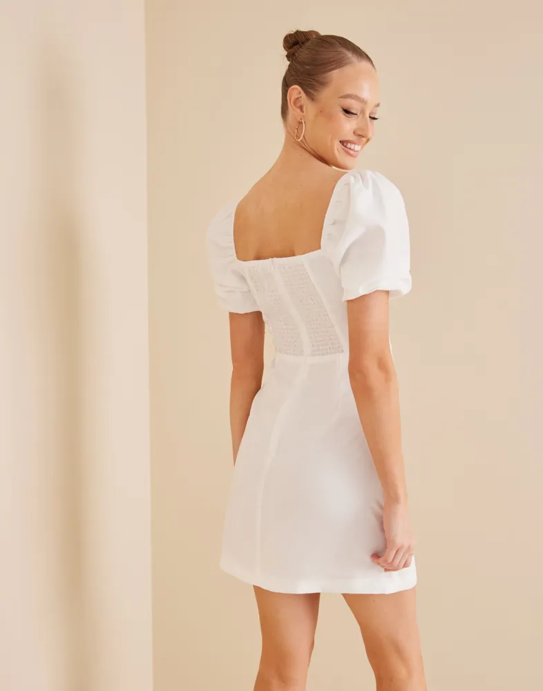 Buy Glamorous Nelly x Glamorous Puff Sleeve Dress - White | Nelly.com