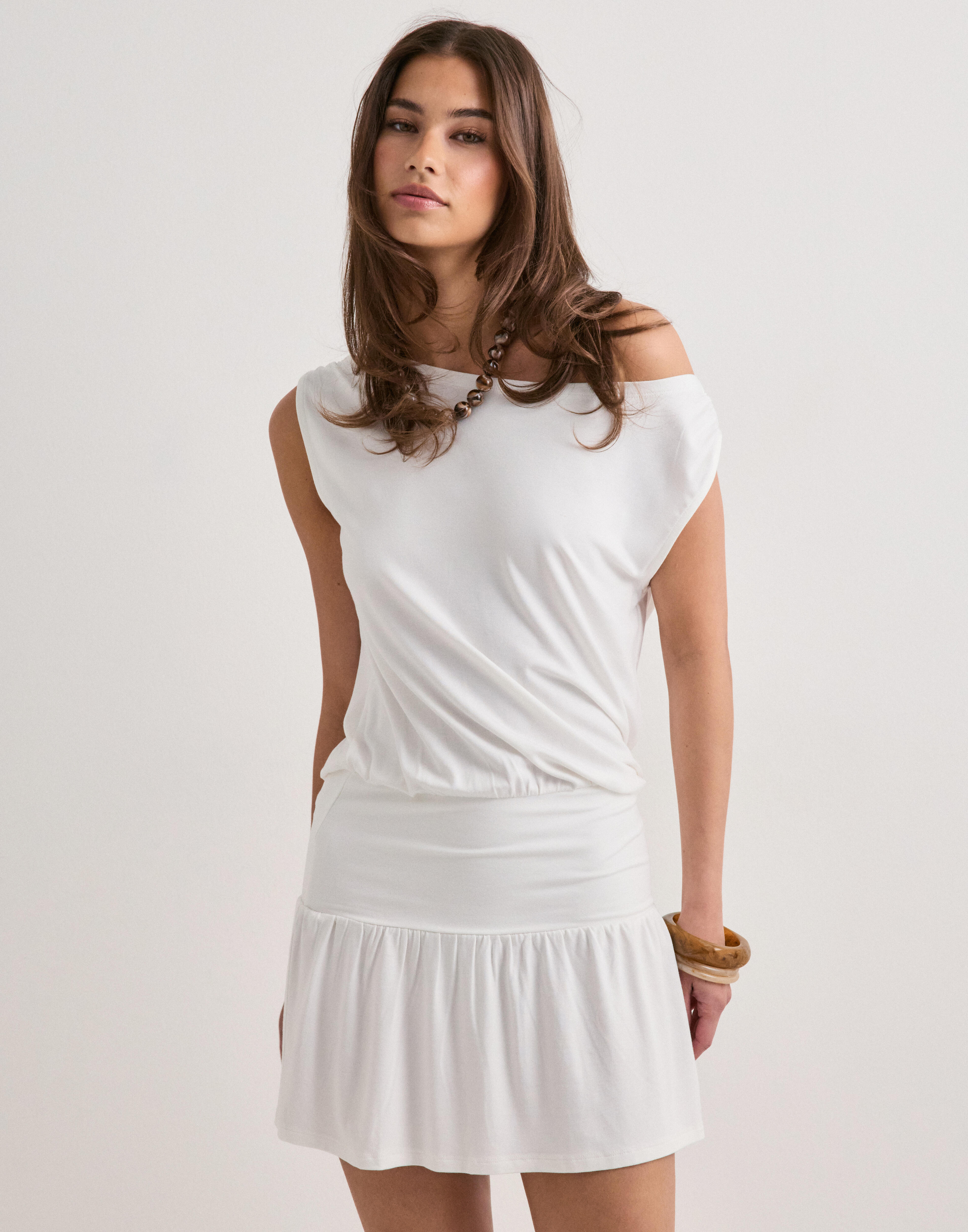 Soft Shoulder Mini Dress