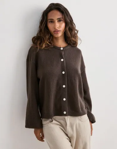 Pieces - Brun - Pcida Ls O-Neck Knit Cardigan Noos