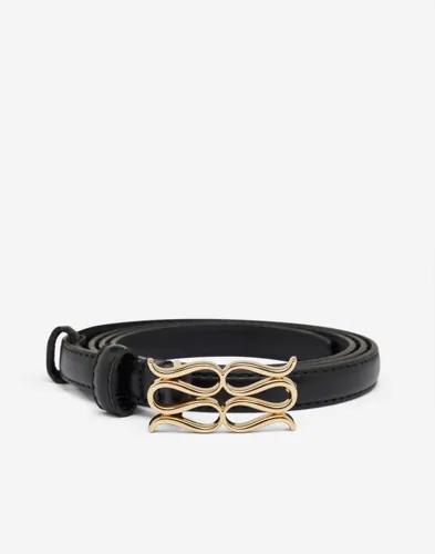 Malina - Svart - Mini Monogram Leather Belt