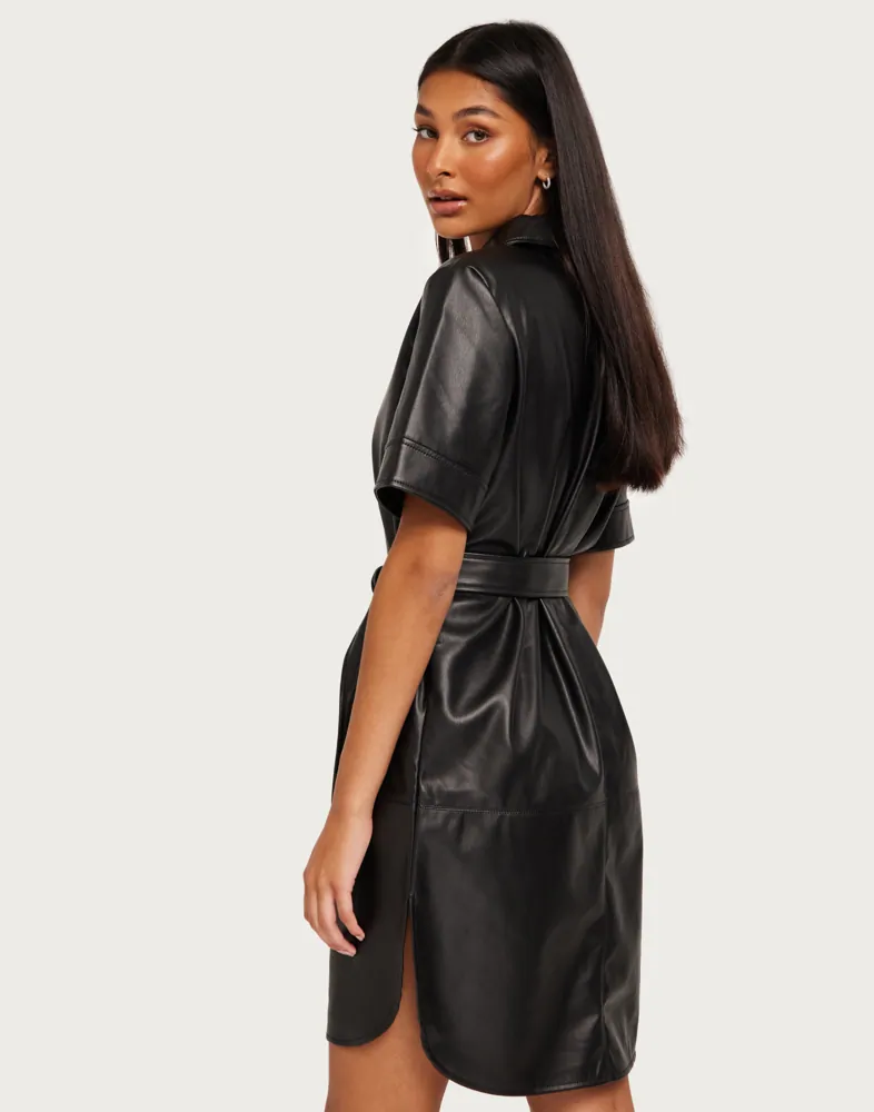 Buy Noisy May NMANDY PU 2/4 SHIRTDRESS NOOS - Black | Nelly.com