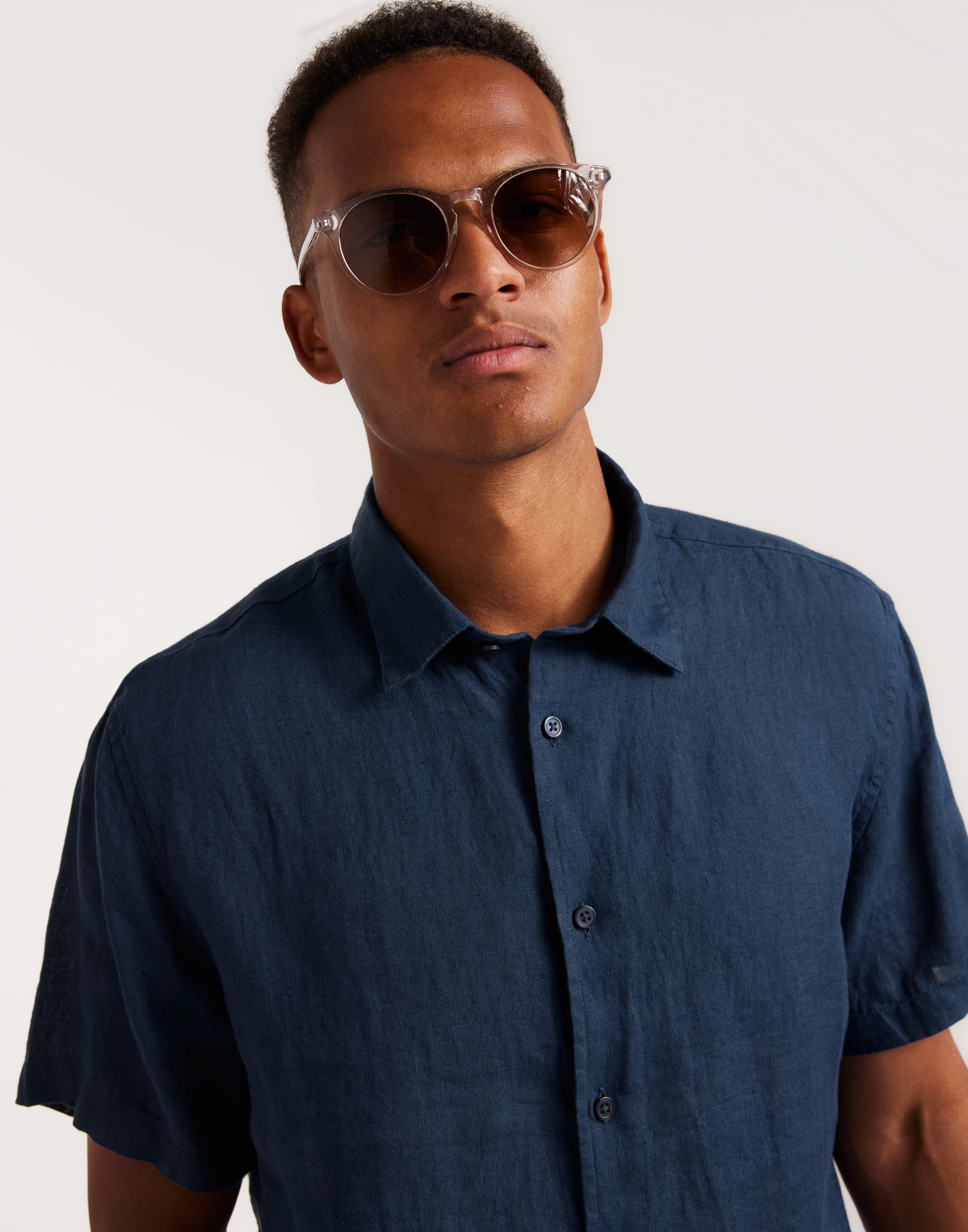 Selected Homme Slhregkylian-Linen Shirt Ss Classic Hørskjorter Blå