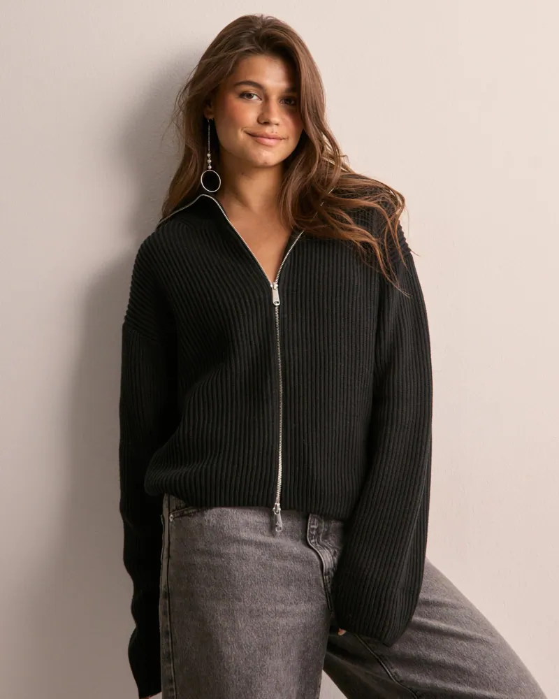 CHUNKY LOOSE SWEATER ZIP-THROUGH