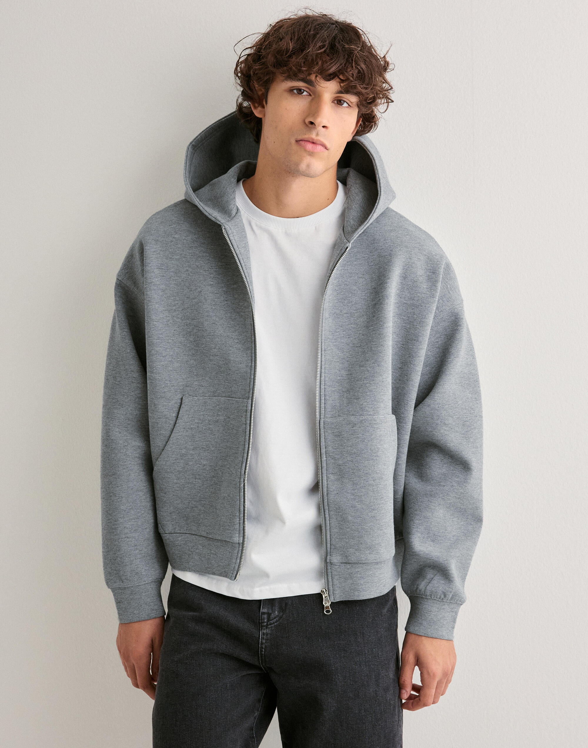 Buy Only & Sons ONSGOYLE BOXY LS SCUBA ZIP HOODIE S - Medium Grey