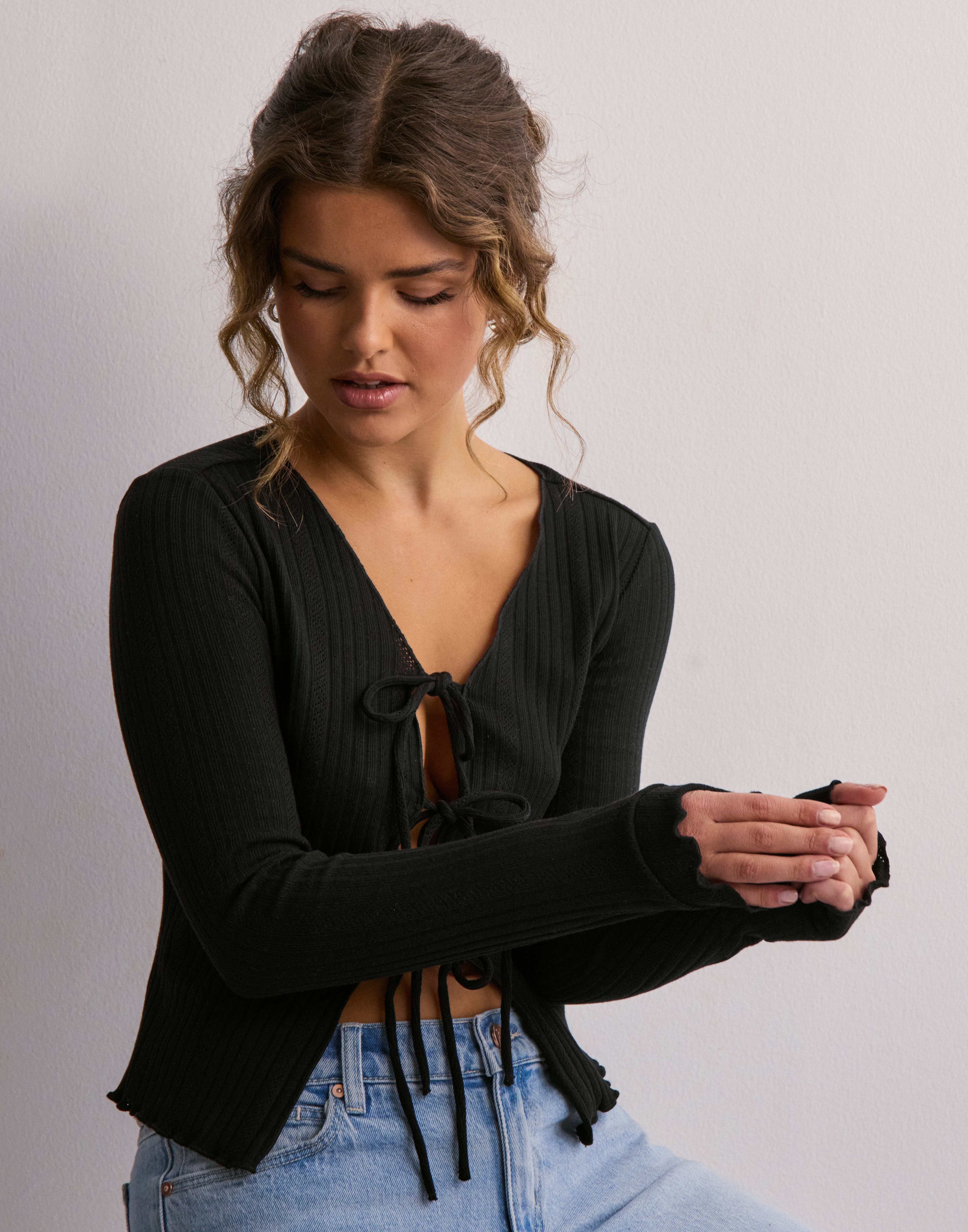 Pointelle Romantic Tie Top