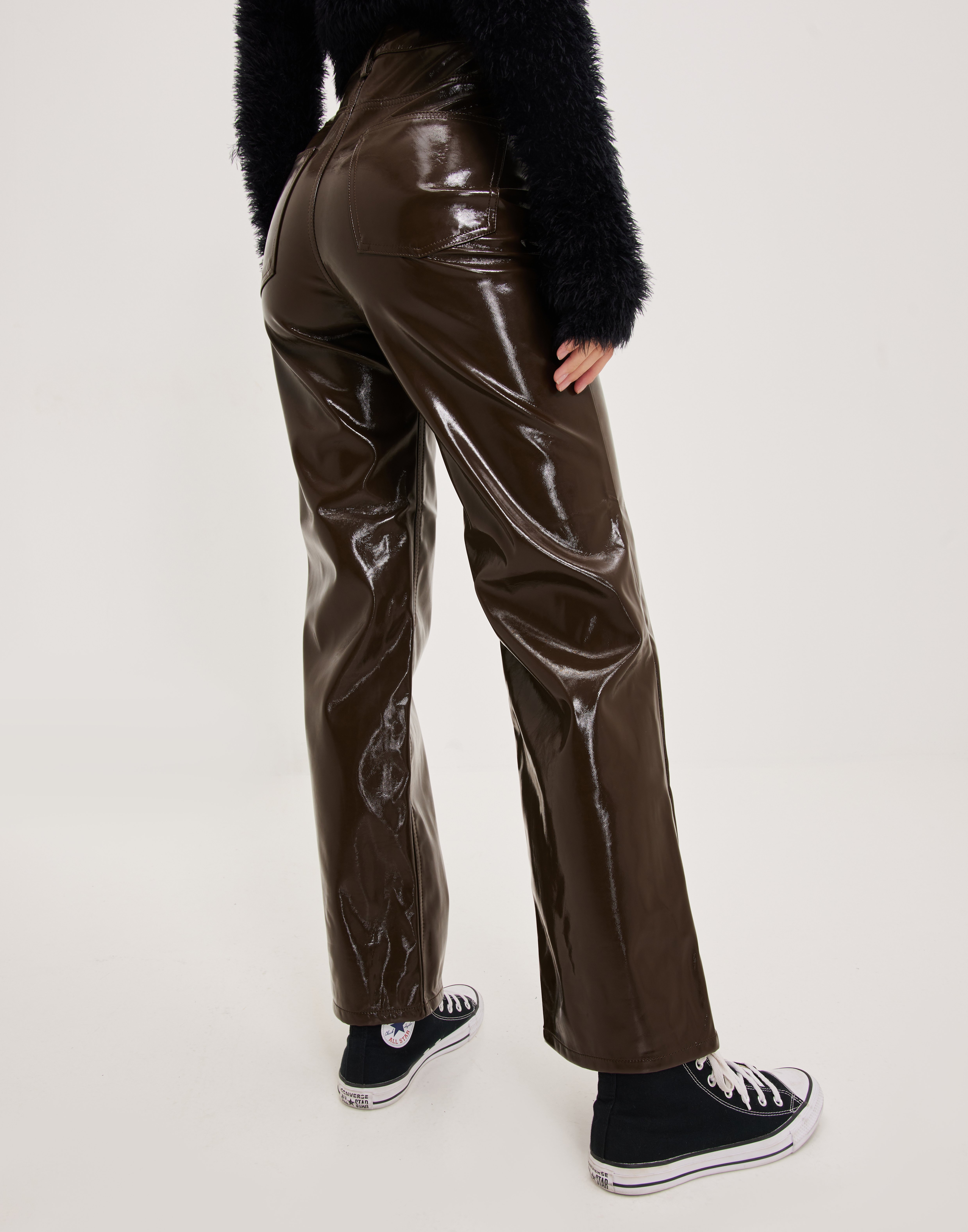 Buy JJXX JXKENYA HW STRAIGHT FAUX LEAT PANT - Demitasse Shiny