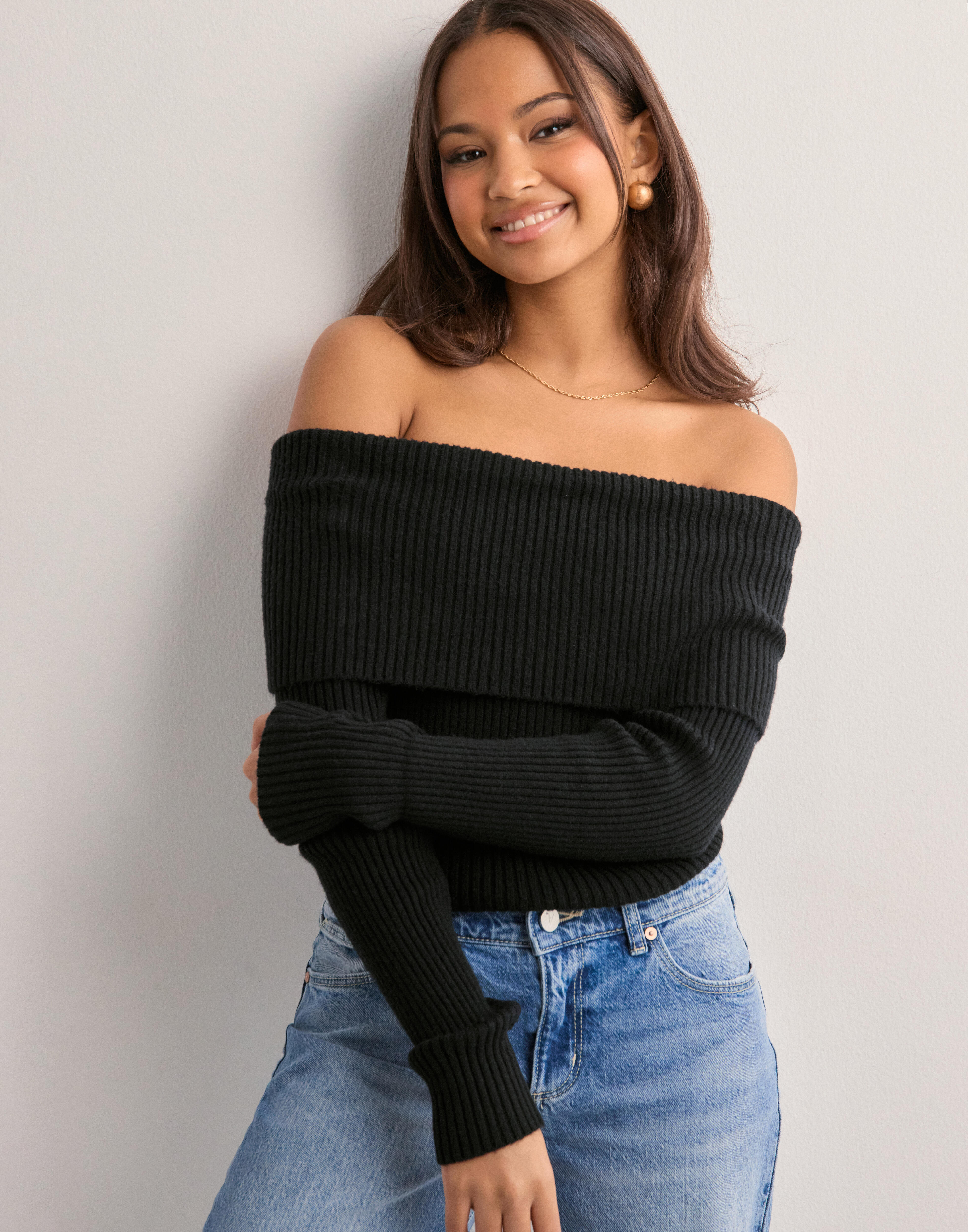 【激安アウトレット!】 Buy Only ONLKATIA LS OFF SHOULDER KNT - Black | Nelly.com ワンピース
