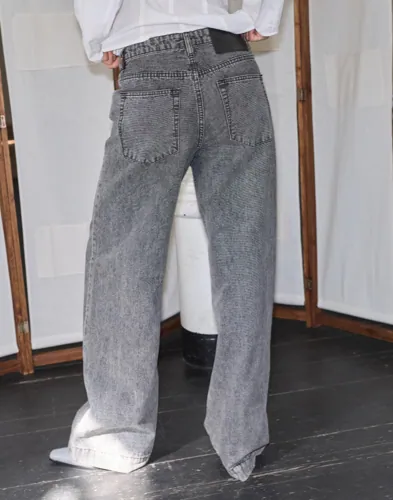 One Teaspoon - Sort - Jackson Mid Waist Wide Leg Denim Jeans