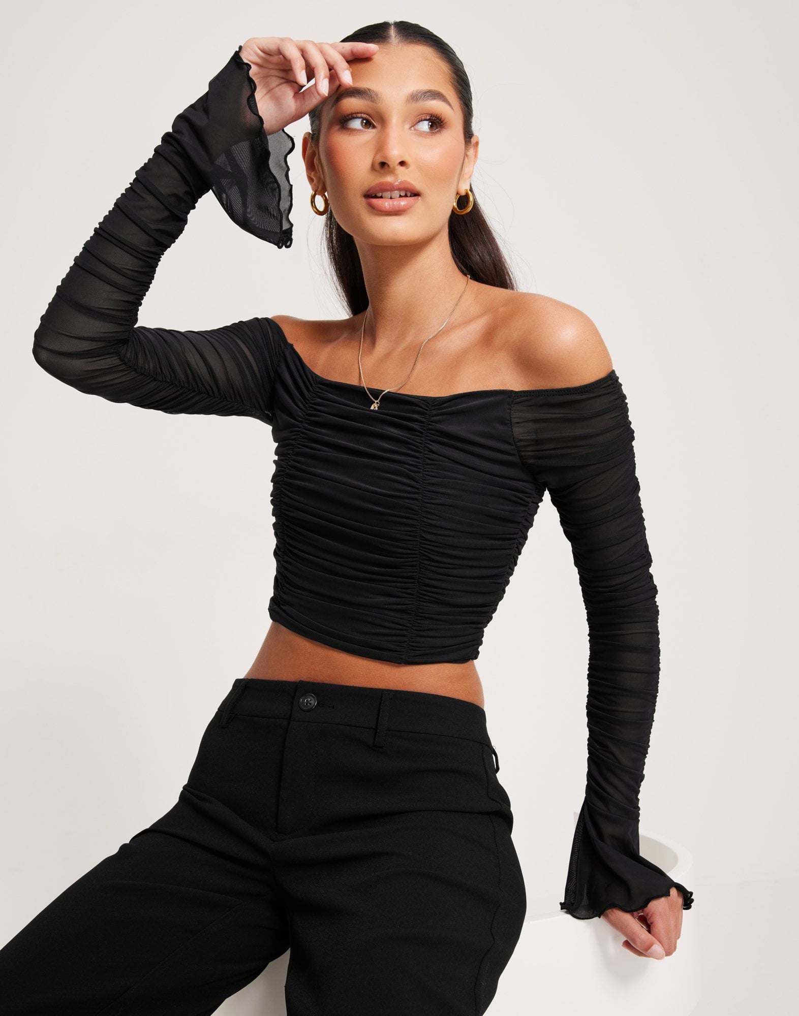 Off Shoulder Mesh Top