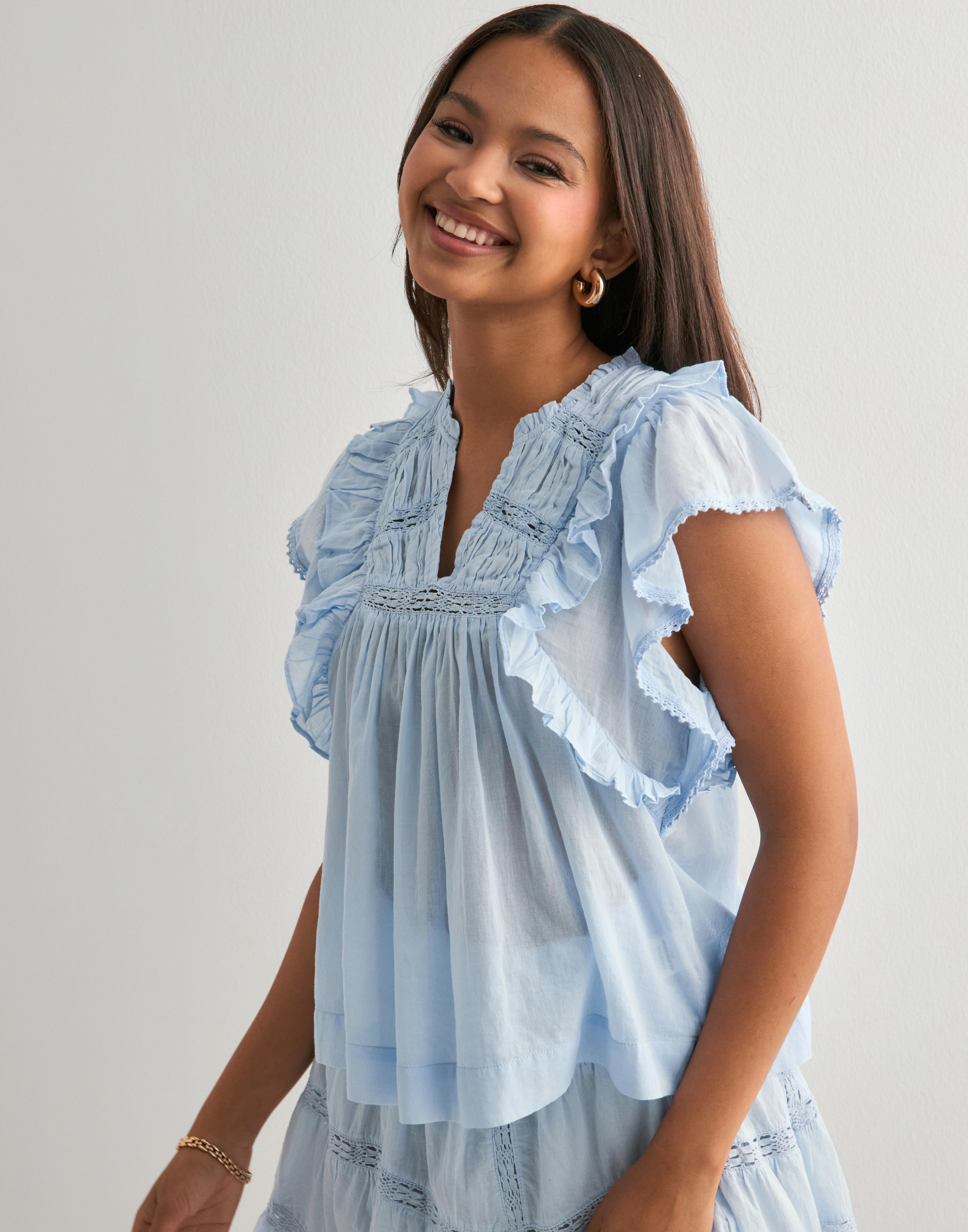 Buy Neo Noir Jayla S Voile Top - Light Blue | Nelly.com