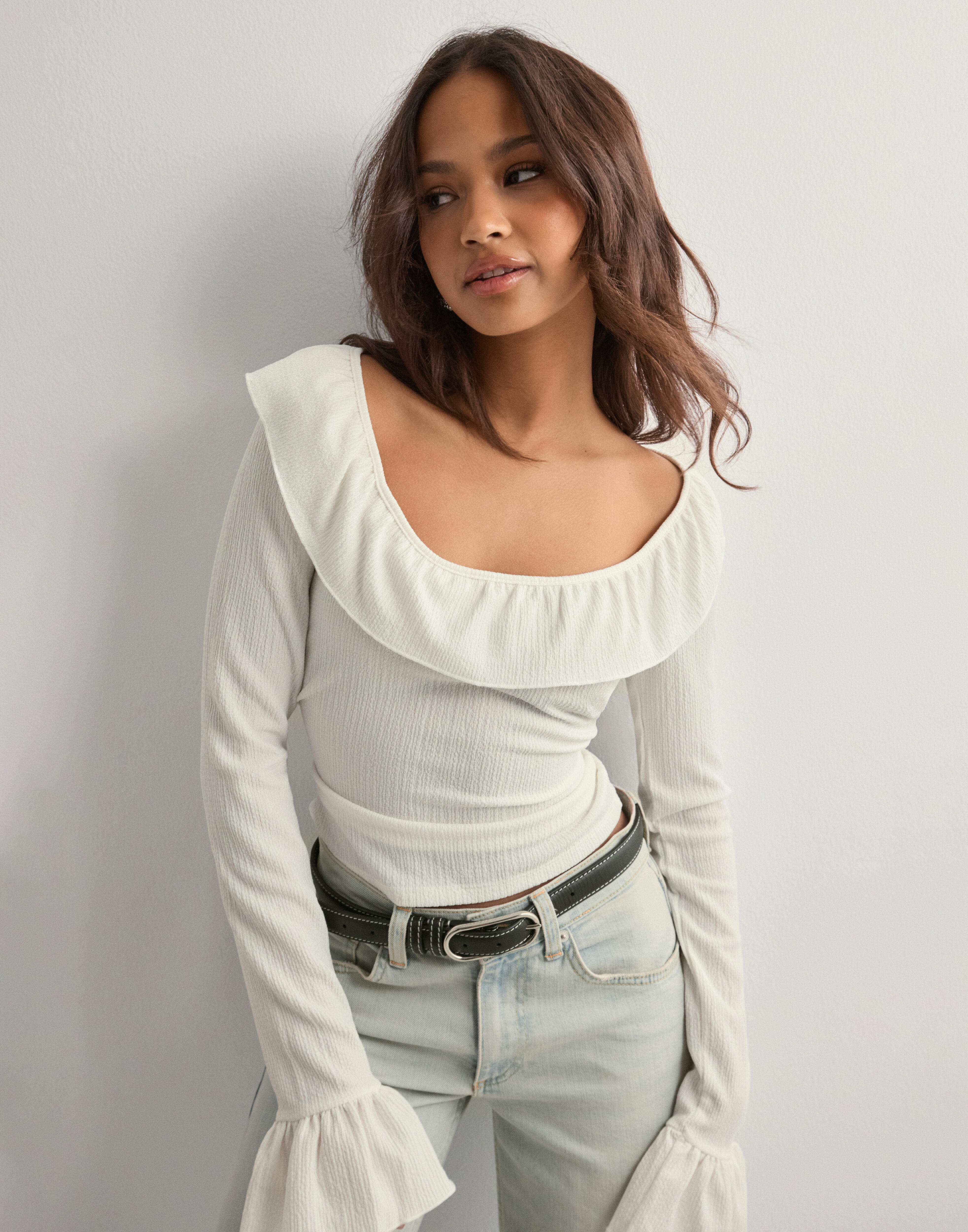 トップス andmary Kitty frill blouse White ANDMARY】Kitty frill blouse
