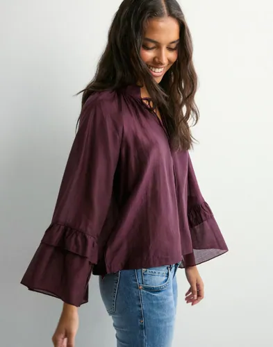 Vero Moda - Rød - Vmjenna 7/8 Frill Top Wvn Ga