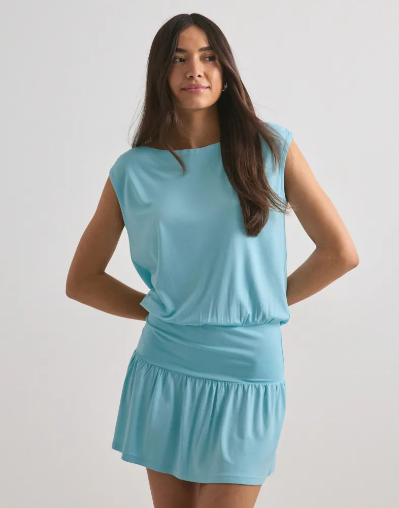 Buy Nelly Soft Shoulder Mini Dress - Light Blue | Nelly.com