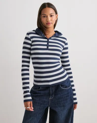 Nelly Striped Hood LS Top hoodies dam – bild 3