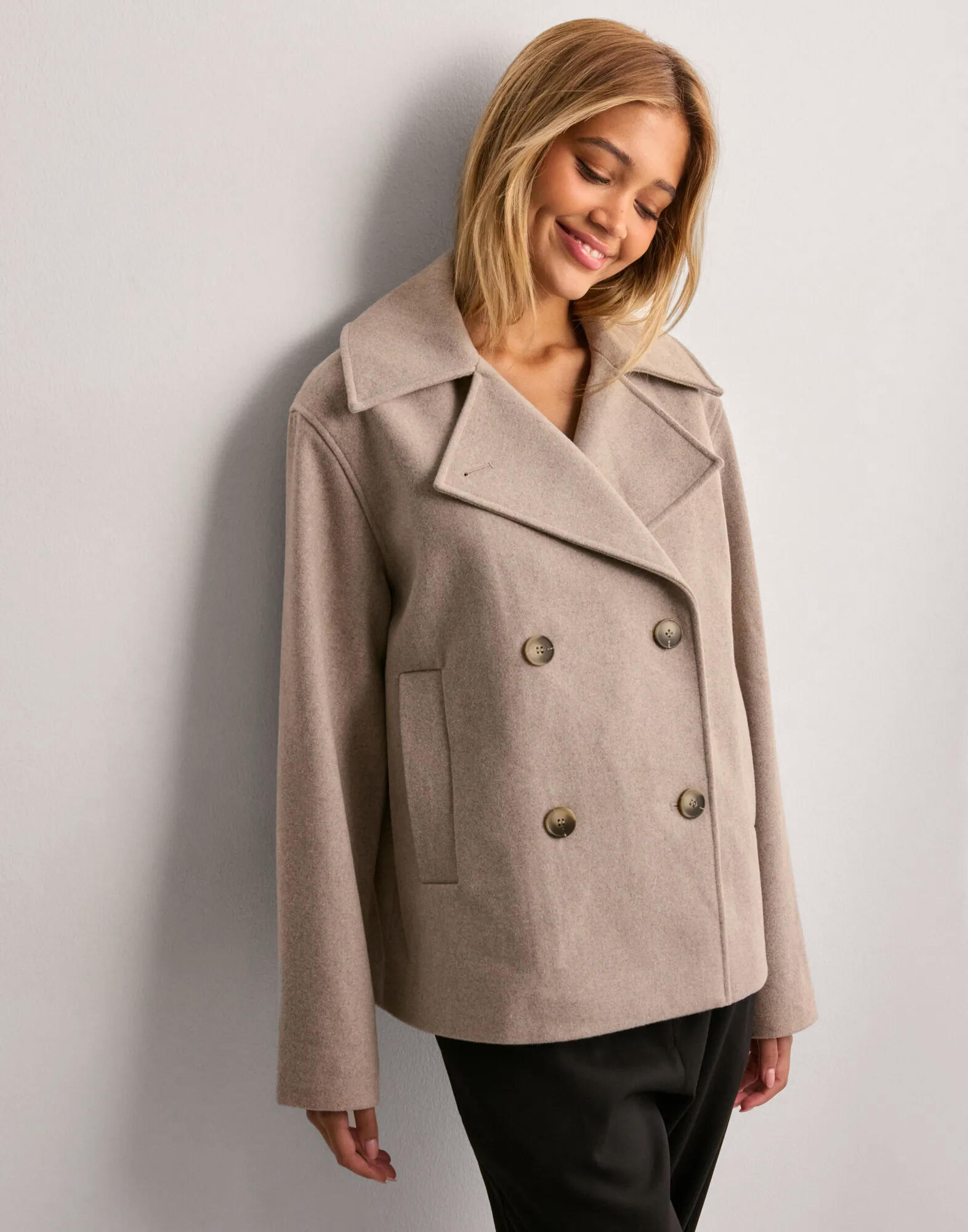 Buy Selected Femme SLFALMA SHORT WOOL JACKET NOOS - Sandshell