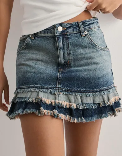 Nelly Mini Frill Jeans Skirt dam – bild 2
