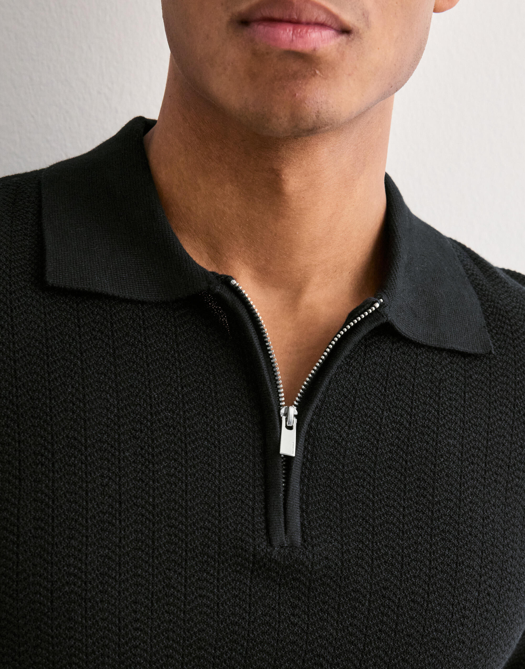 Buy Selected Men SLHCRAN LS KNIT STRUCTURE HALF ZIP - Black | NLYMAN