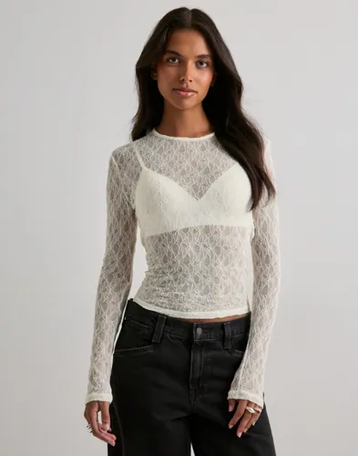 Vero Moda - Hvid - Awtessy Ls O-Neck Lace Top Noos