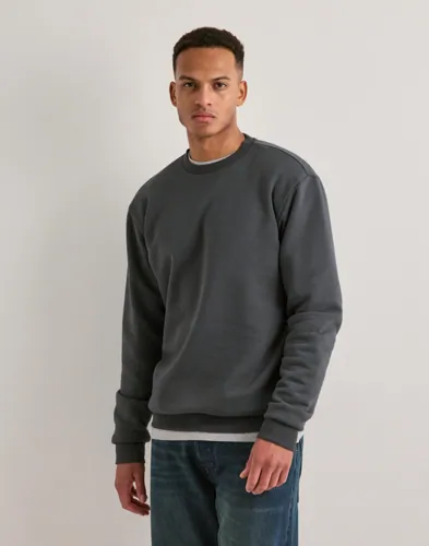 Only & Sons grå sweatshirt med rund hals och ribbade muddar