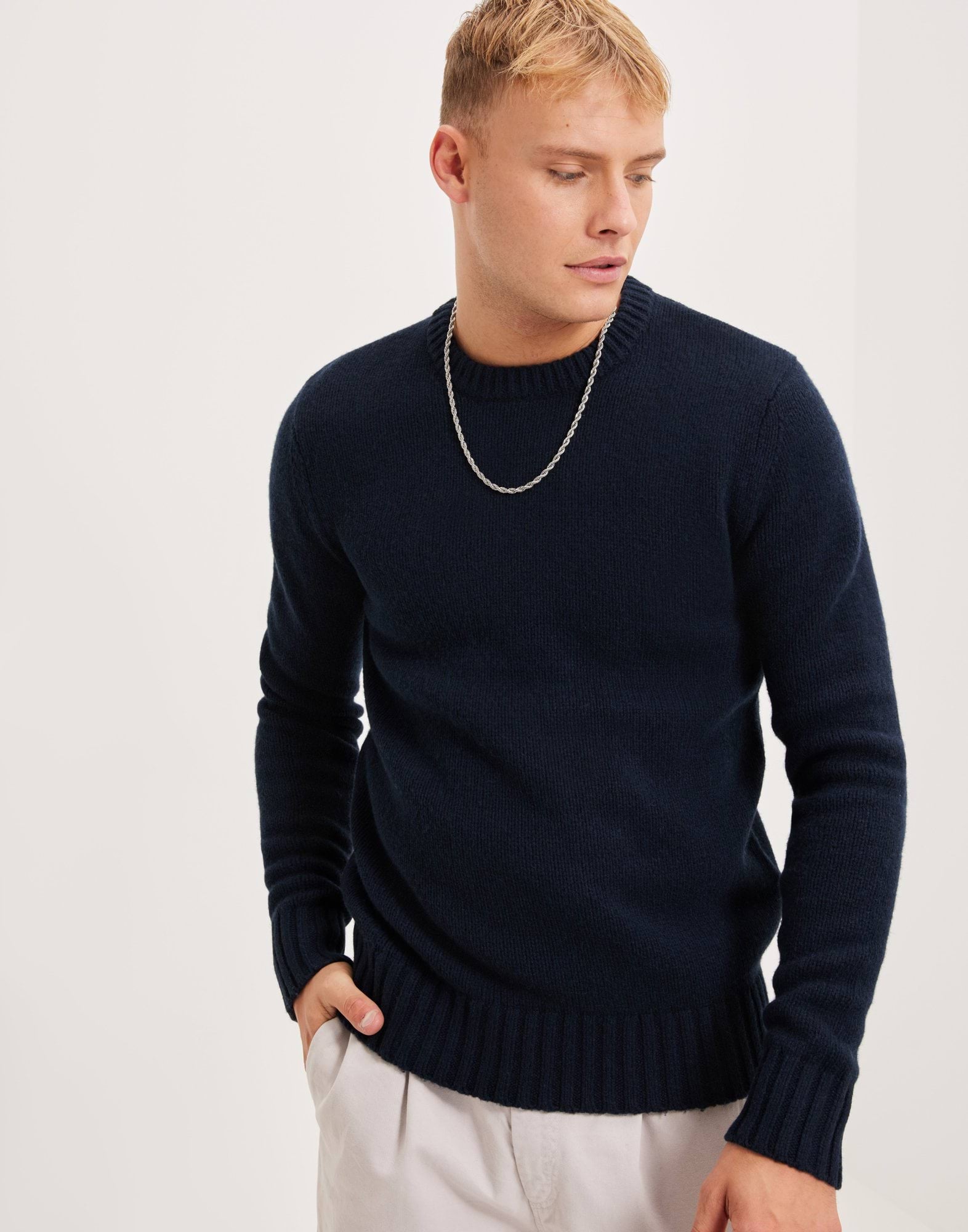 SLHSOLO LS KNIT CREW NECK W