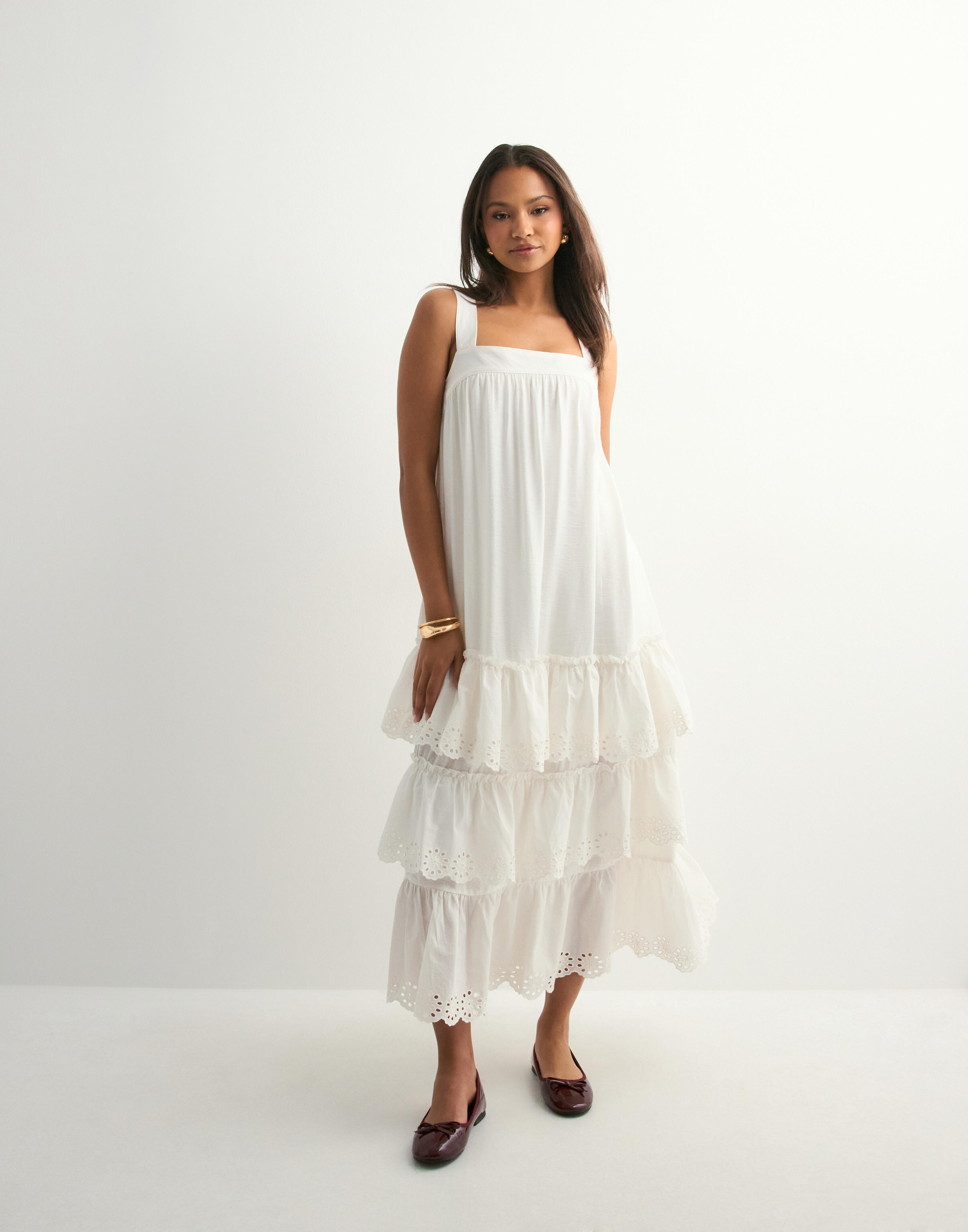 Vero Moda - Hvit - Vmpeach Sl 7/8 Dress Wvn