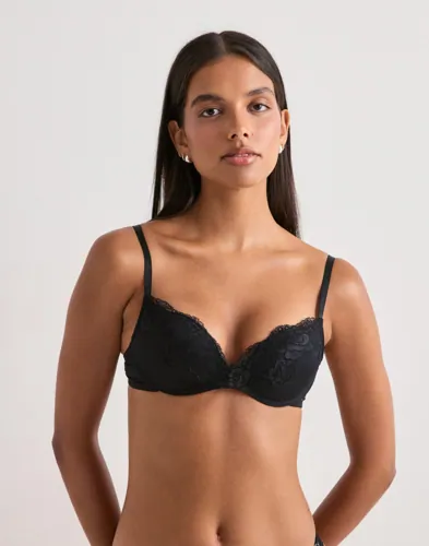 Nelly - Svart - Micro Lace Push Up Bra