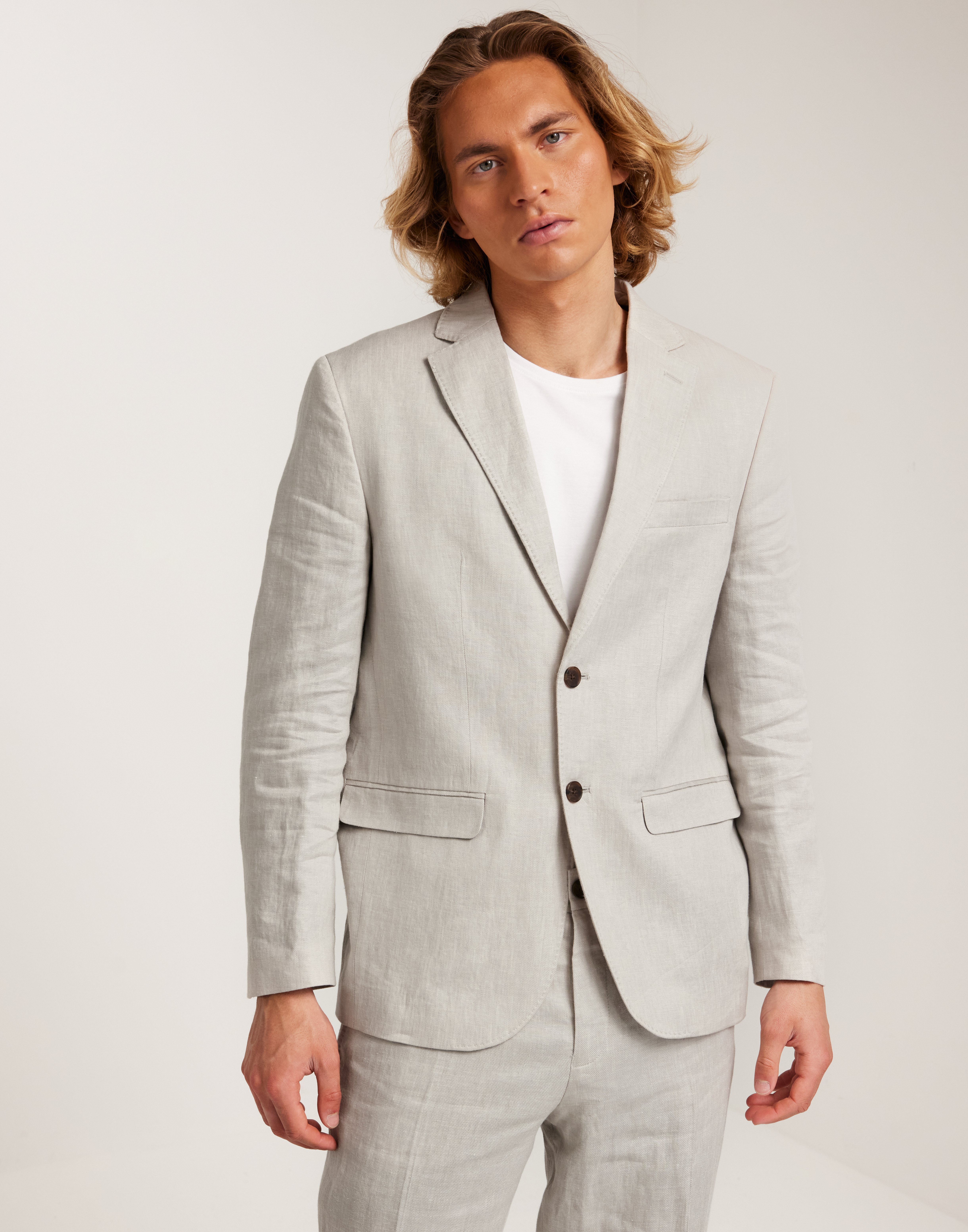 Selected Homme Slhregular-Will Linen Blz Noos Blazere Grå